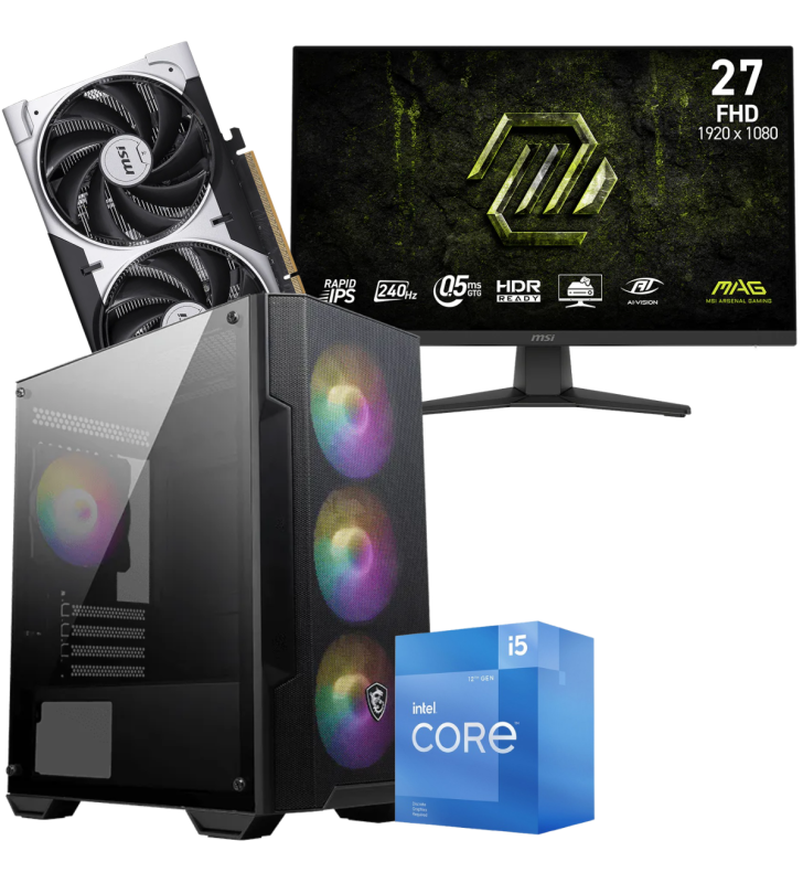 Setup Gamer Special Pc de Bureau Gaming / i5-12400F / RTX 5060 8G / 32 Go Avec Écran Gaming MSI MAG 27" Full HD IPS / 240 Hz