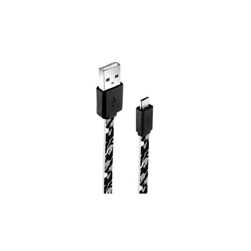 Câble plat CLiPtec ARMY USB vers Micro-USB pour Smartphone / Noir