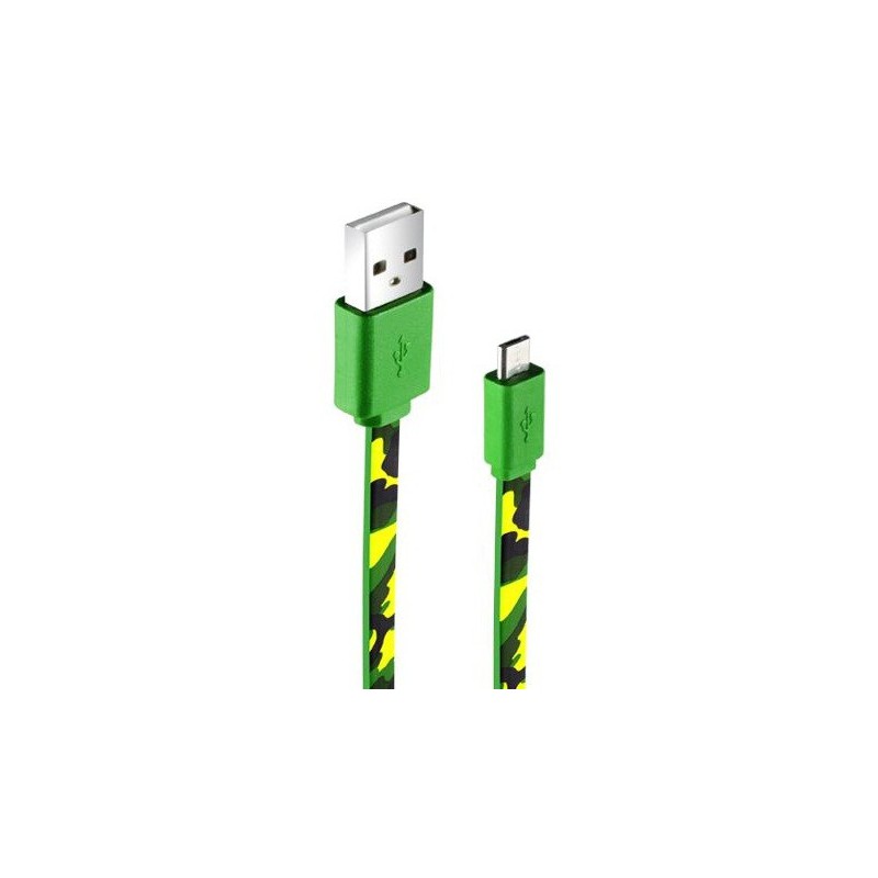 Câble plat CLiPtec ARMY USB vers Micro-USB pour Smartphone / Vert