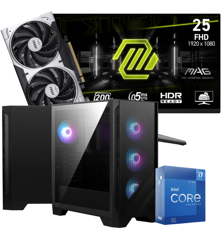 Setup Gamer Special Pc de Bureau Gaming / i7-12700KF / RTX 5060 8G / 32 Go Avec Écran Gaming MSI MAG 24.5" Full HD IPS / 200 Hz