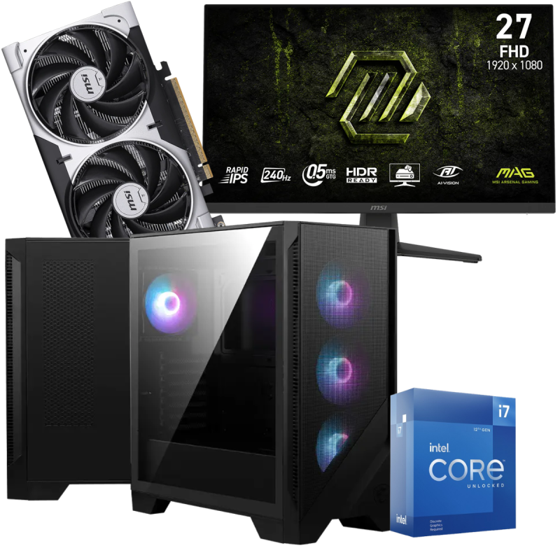 Setup Gamer Special Pc de Bureau Gaming / i7-12700KF / RTX 5060 8G / 32 Go DDR5 Avec Écran MSI MAG 24.5" Full HD IPS / 200 Hz