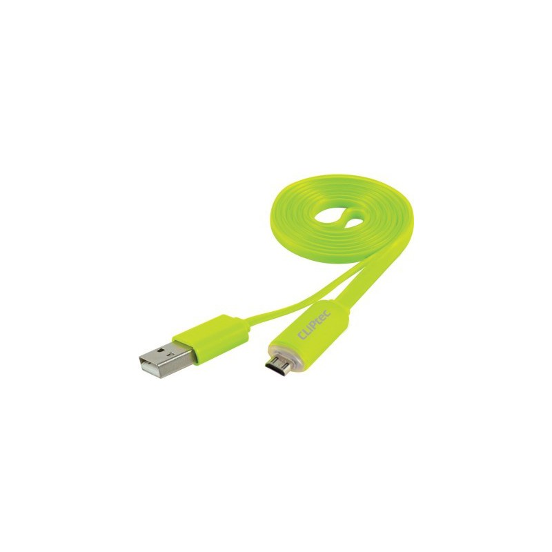 Câble plat CLiPtec LIGHT USB vers Micro-USB pour Smartphone / Vert