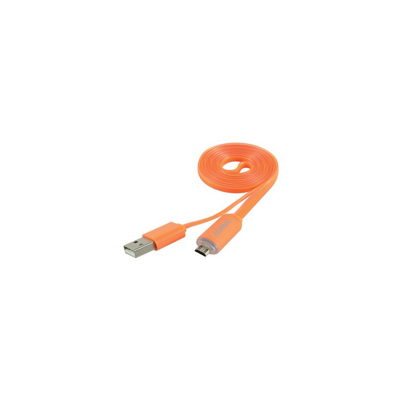 Câble plat CLiPtec LIGHT USB vers Micro-USB pour Smartphone / Orange