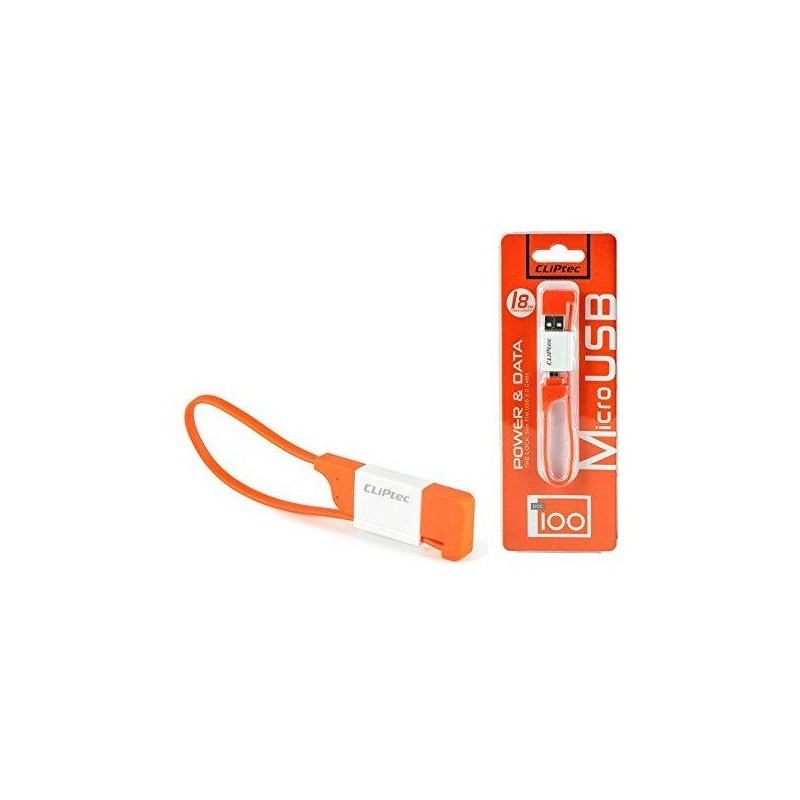 Câble plat CLiPtec LOCK USB vers Micro-USB pour Smartphone / Orange