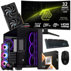Setup Gamer Special Pc de Bureau Gaming / Ryzen 9 9900X3D / RTX 5060 8G / 64 Go Avec Écran Gaming CURVED MSI 31.5" WQHD 2K VA 180 Hz