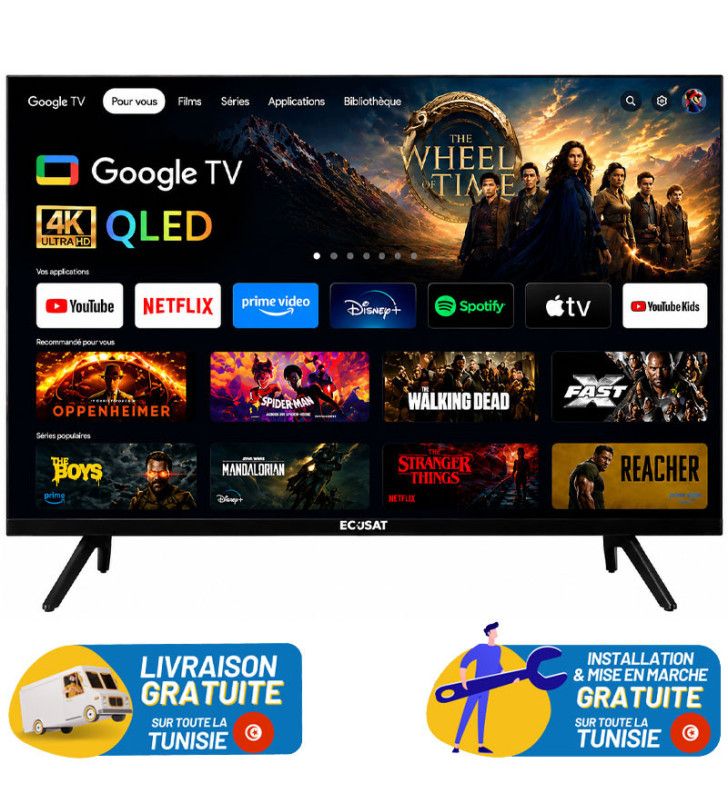 TV Ecosat 55" QLED 4K SMART Google TV