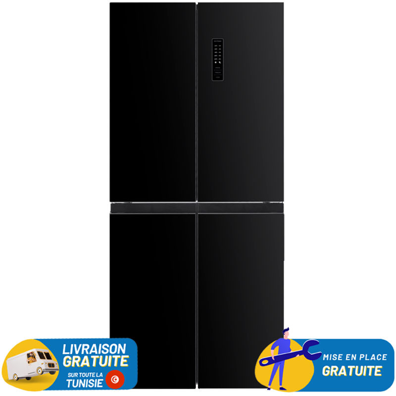 Réfrigérateur NEWSTAR Side By Side INVERTER No Frost 480 Litres / SBS4480X / Verre Noir