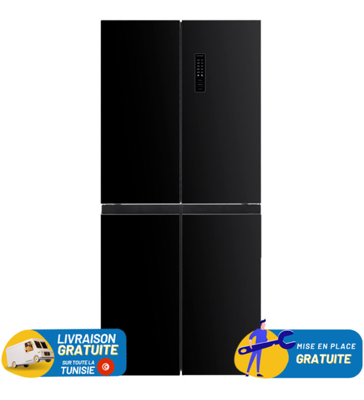 Réfrigérateur NEWSTAR Side By Side INVERTER No Frost 480 Litres / SBS4480X / Verre Noir
