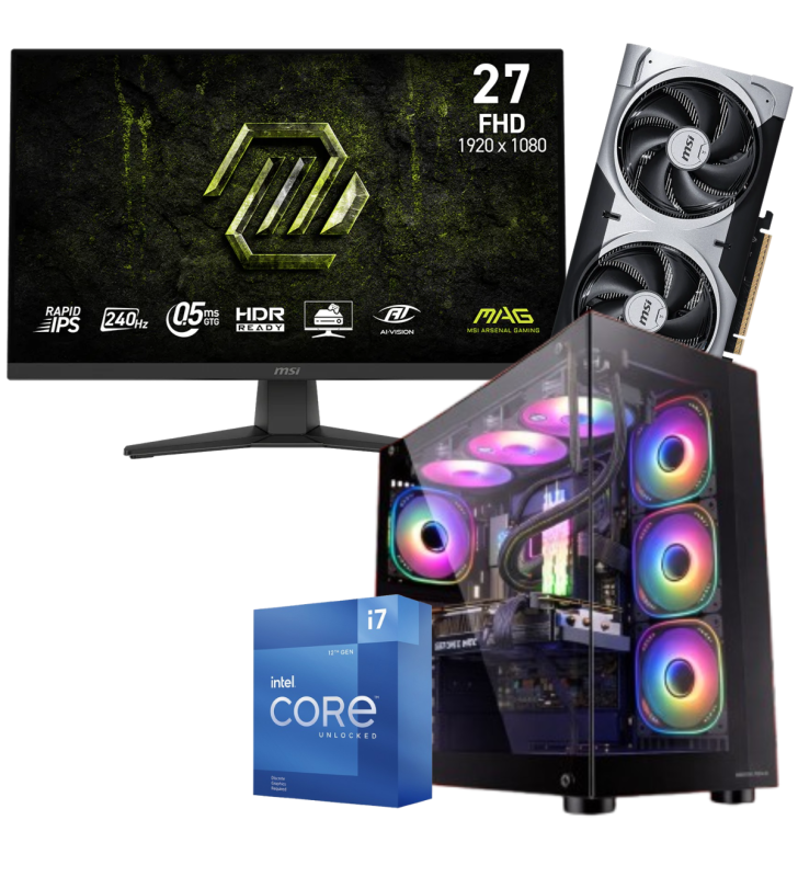 Setup Gamer Special Pc de Bureau Gaming / i7-12700KF / RTX 5060 Ti 8G / 32 Go Avec Écran Gaming MSI MAG 27" Full HD IPS / 240 Hz