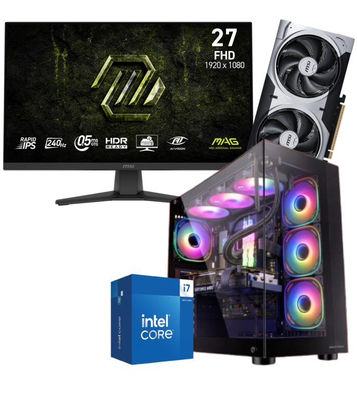 Setup Gamer Special Pc de Bureau Gaming / i7-14700F / RTX 5060 Ti 8G / 32 Go Avec Écran Gaming MSI MAG 27" Full HD IPS / 240 Hz