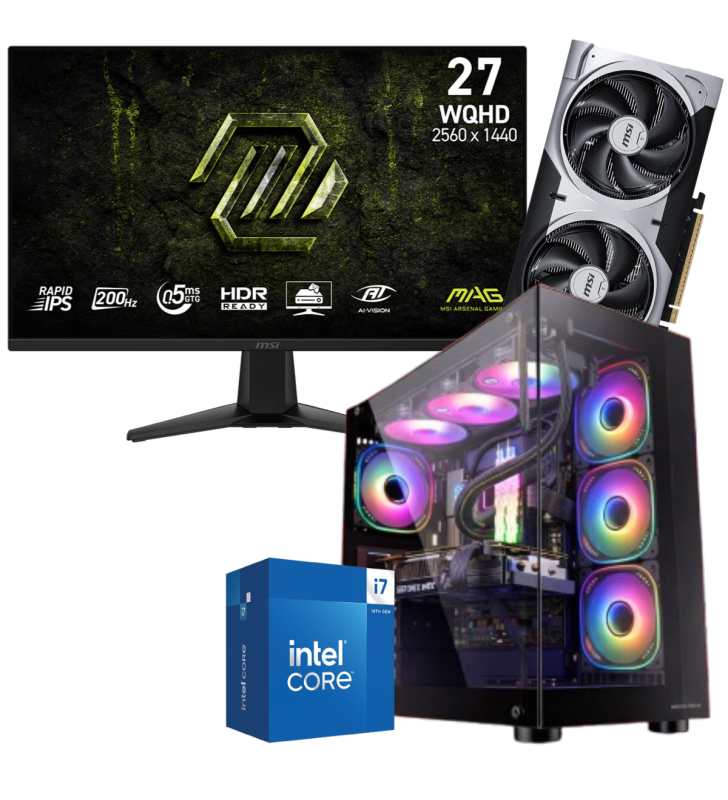 Setup Gamer Special Pc de Bureau Gaming / i7-14700F / RTX 5060 Ti 8G / 32 Go Avec Écran Gaming MSI MAG 27" WQHD IPS / 200 Hz