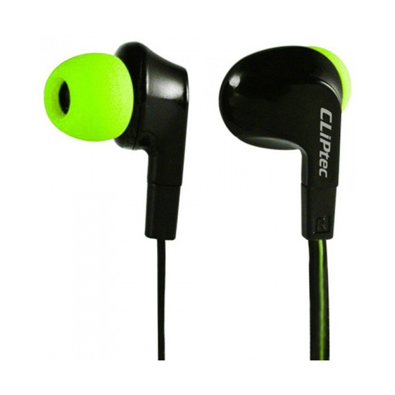 Ecouteur CLiPtec NEON-ROCK BME737 avec microphone / Noir & Vert