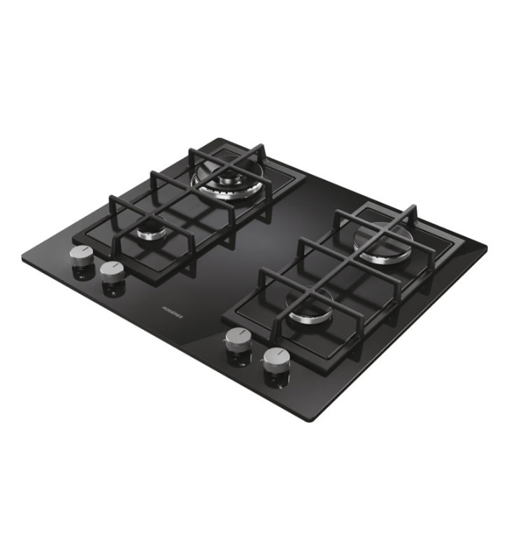 Plaque de Cuisson Encastrable ROSEIERS 4FEUX à GAZ EN VERRE CRISTAL / 60CM