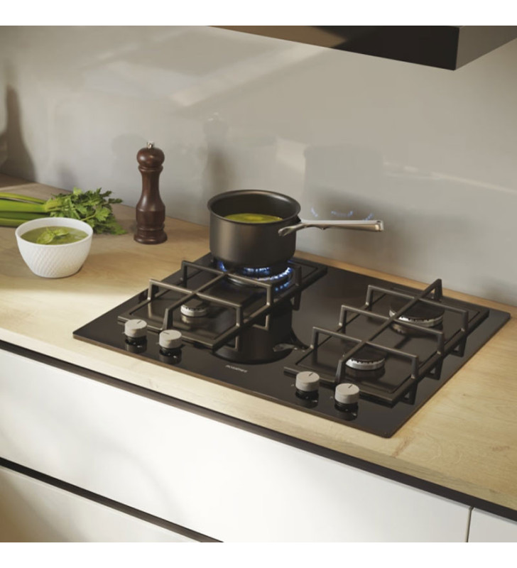 Plaque de Cuisson Encastrable ROSEIERS 4FEUX à GAZ EN VERRE CRISTAL / 60CM
