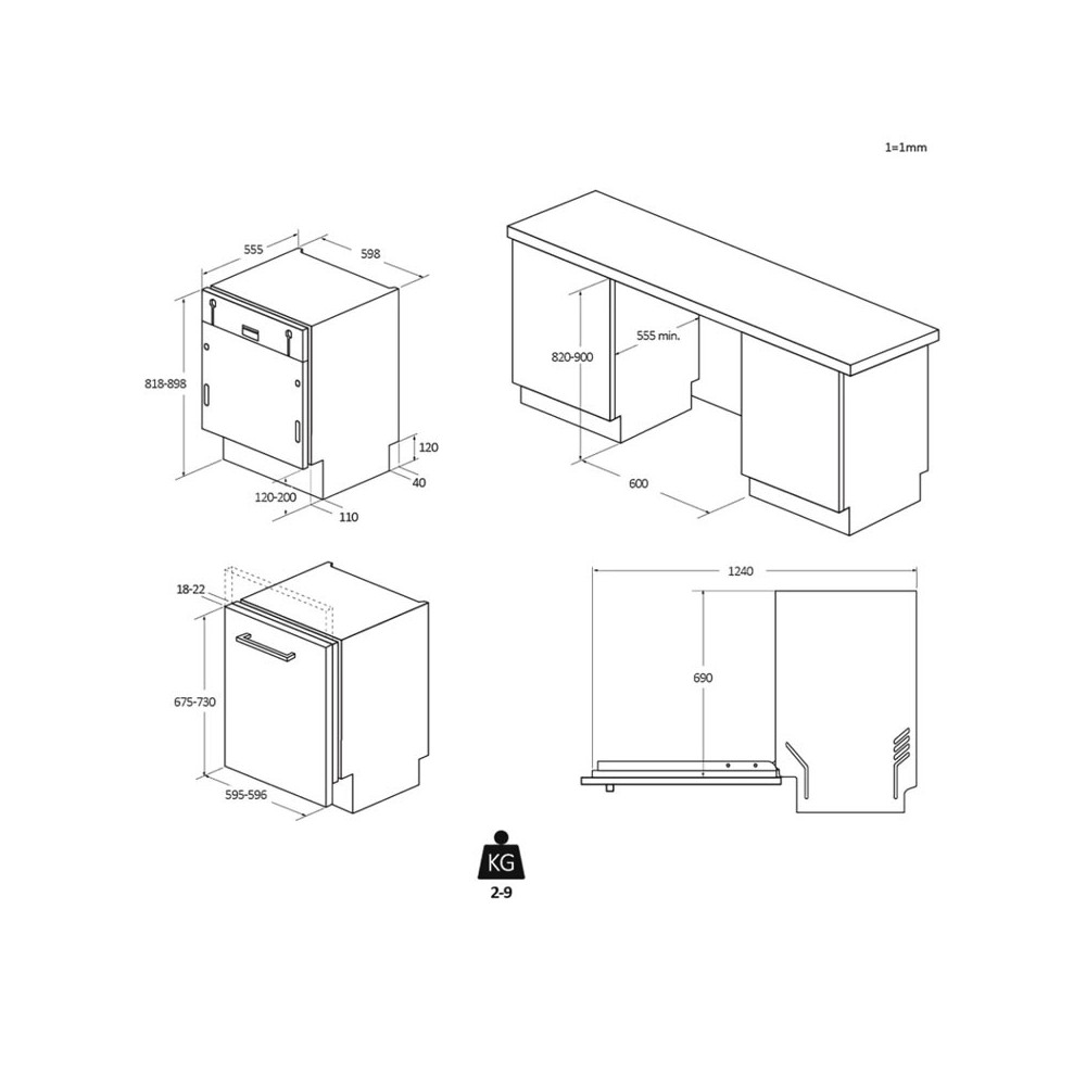 Lave Vaisselle Encastrable ROSIERES 15 Couverts / Blanc