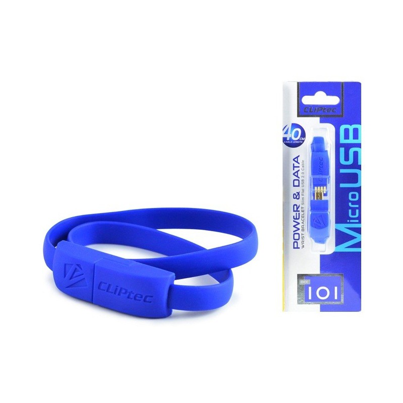 Câble CLiPtec BRACELET USB vers Micro-USB 40 cm / Bleu