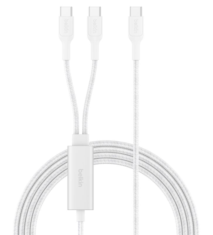 Câble Belkin USB-C vers Double USB-C 140W / Blanc