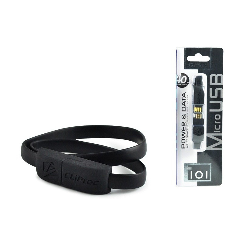 Câble CLiPtec BRACELET USB vers Micro-USB 40 cm / Noir