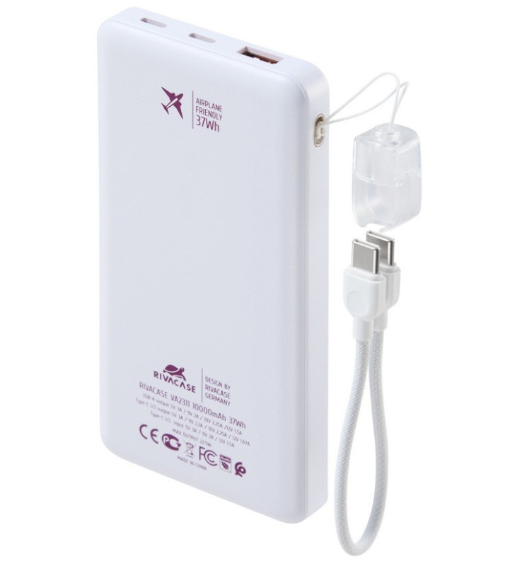 Power Bank RIVAVASE VA2311 / 10000 mAh / 22.5 W / Blanc