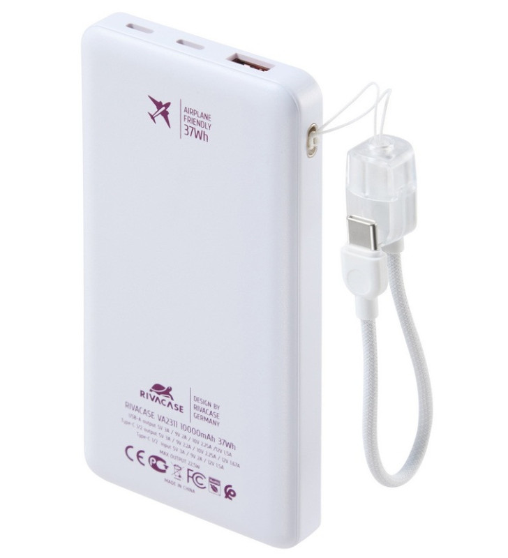 Power Bank RIVAVASE VA2311 / 10000 mAh / 22.5 W / Blanc