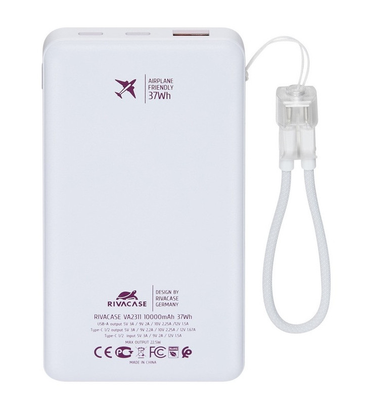 Power Bank RIVAVASE VA2311 / 10000 mAh / 22.5 W / Blanc
