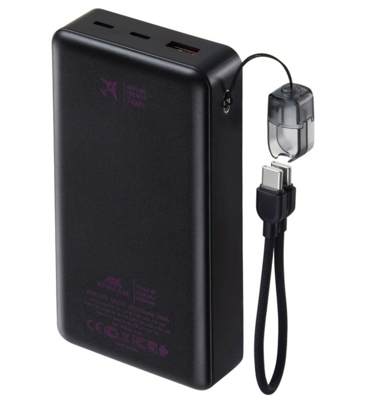 Power Bank RIVAVASE VA2321 / 20000 mAh / 22.5 W / Noir