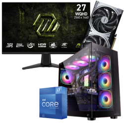 Setup Gamer Special Pc de Bureau Gaming / i7-12700KF / RTX 5070 12G / 32 Go Avec Écran Gaming MSI MAG 27" WQHD IPS / 200 Hz