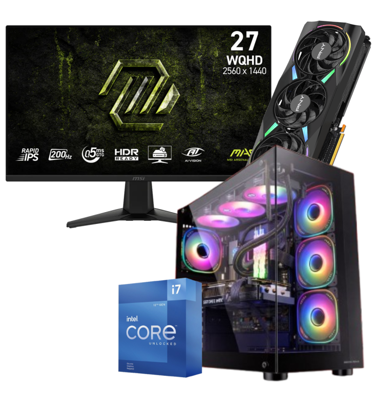 Setup Gamer Special Pc de Bureau Gaming / i7-12700KF / RTX 5070 12G / 32 Go Avec Écran Gaming MSI MAG 27" WQHD IPS / 200 Hz
