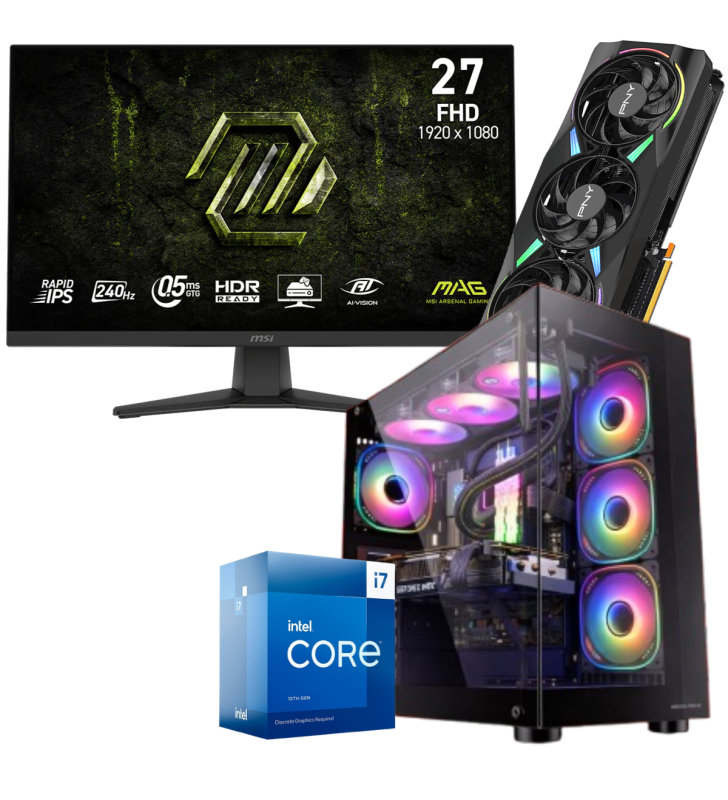 Setup Gamer Special Pc de Bureau Gaming / i7-13700F / RTX 5070 12G / 32 Go Avec Écran Gaming MSI MAG 27" Full HD IPS / 240 Hz