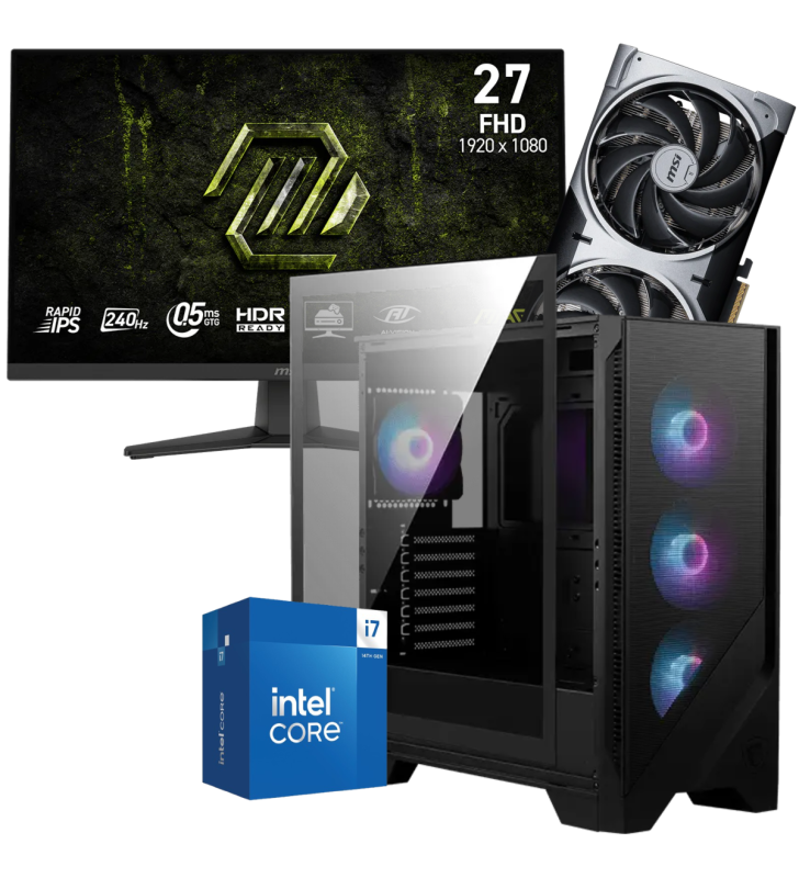 Setup Gamer Special Pc de Bureau Gaming / i7-14700F / RTX 5070 12G / 32 Go Avec Écran Gaming MSI MAG 27" Full HD IPS / 240 Hz
