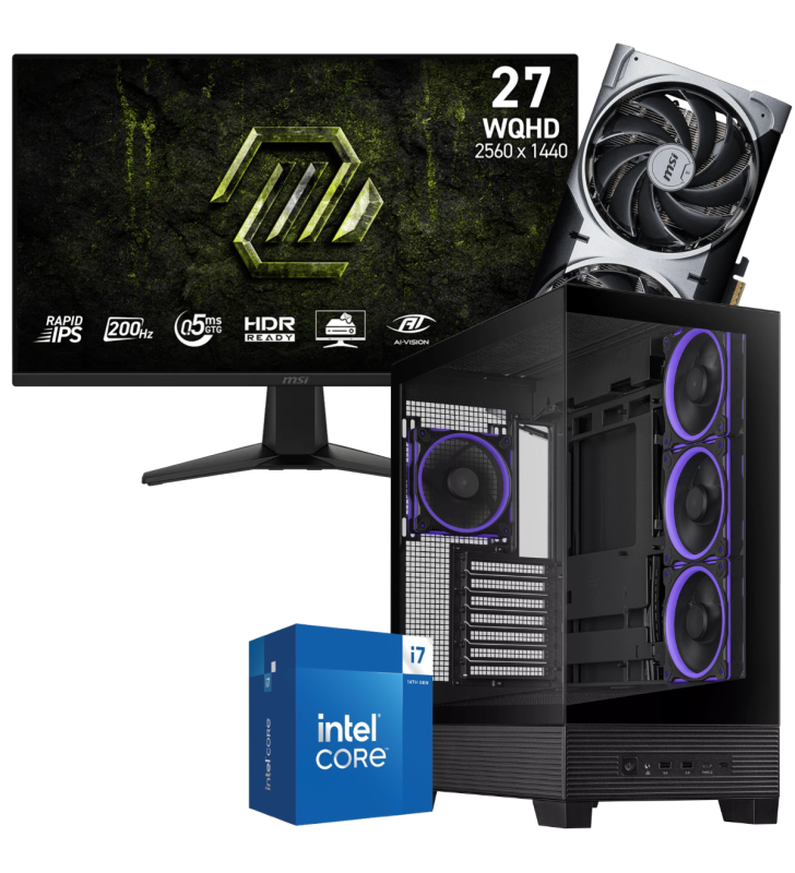 Setup Gamer Special Pc de Bureau Gaming / i7-14700F / RTX 5070 12G / 32 Go Avec Écran Gaming MSI MAG 27" WQHD IPS / 200 Hz