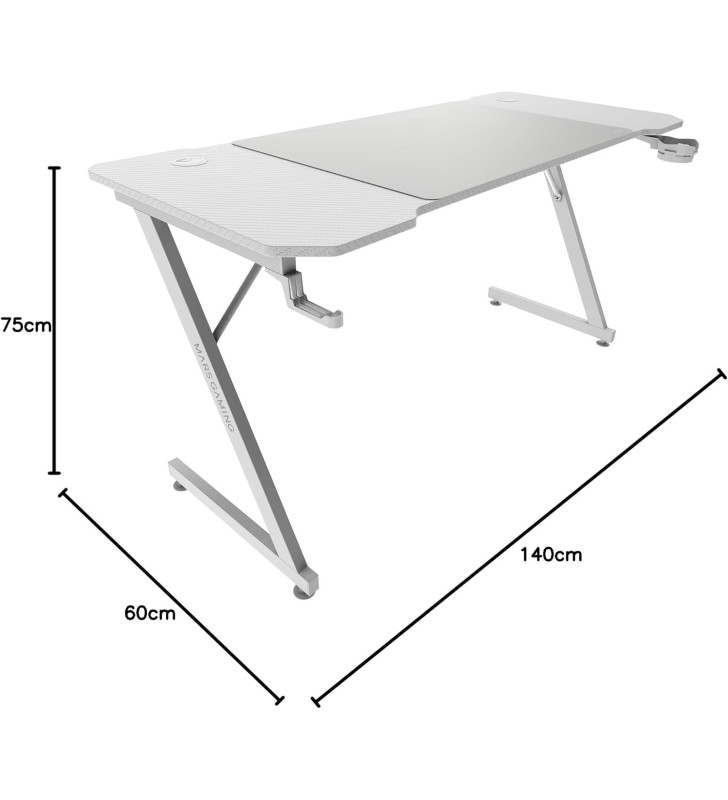 Bureau Gamer Mars Gaming MGDX140 / Blanc