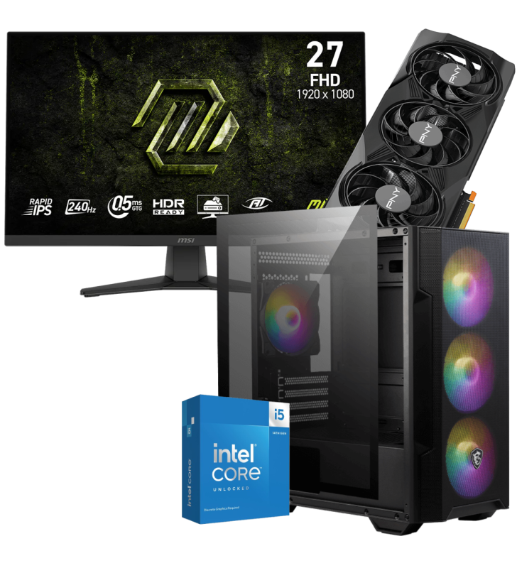 Setup Gamer Special Pc de Bureau Gaming / i5-14600KF / RTX 5070 12G / 32 Go Avec Écran Gaming MSI MAG 27" Full HD IPS / 240 Hz