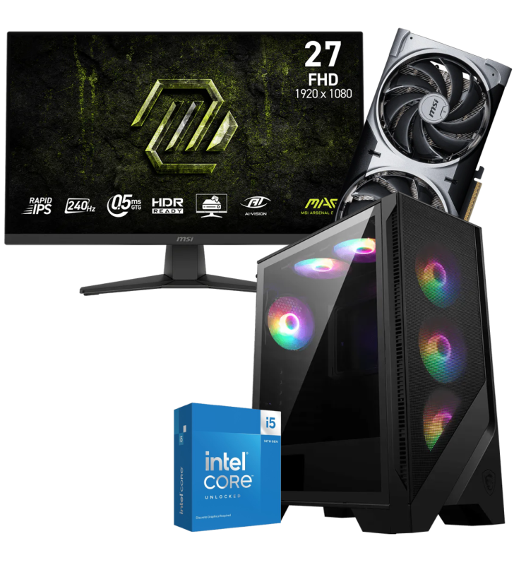 Setup Gamer Special Pc de Bureau Gaming / i5-14600KF / RTX 5070 12G / 32 Go Avec Écran Gaming MSI MAG 27" Full HD IPS / 240 Hz