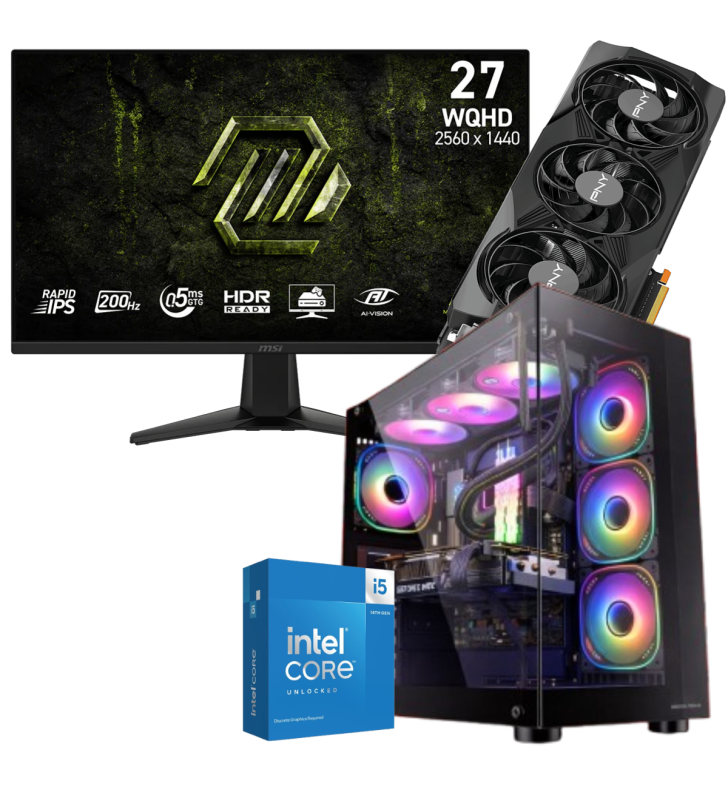 Setup Gamer Special Pc de Bureau Gaming / i5-14600KF / RTX 5070 12G / 32 Go Avec Écran Gaming MSI MAG 27" WQHD IPS / 200 Hz