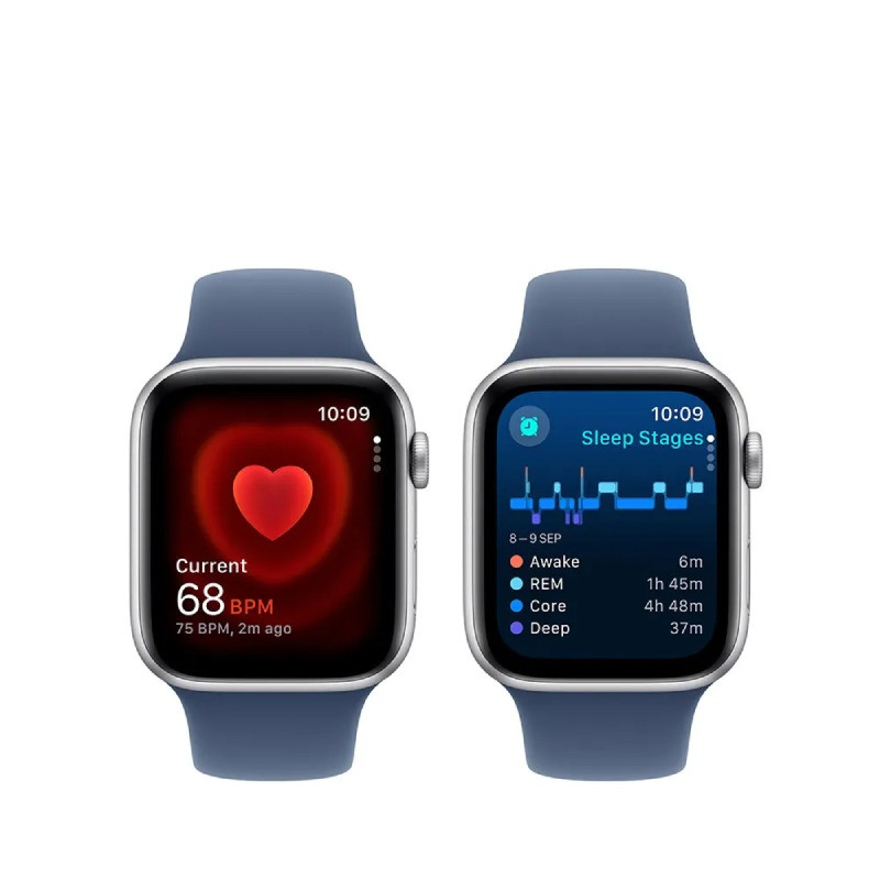 Apple Watch SE 44 mm avec boîtier en aluminium / bracelet sport minuit / M/L / Silver