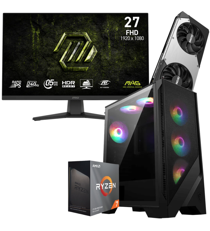 Setup Gamer Special Pc de Bureau Gaming / Ryzen 7 5700 / RTX 5070 12G / 32 Go Avec Écran Gaming MSI 27" Full HD IPS / 240 Hz