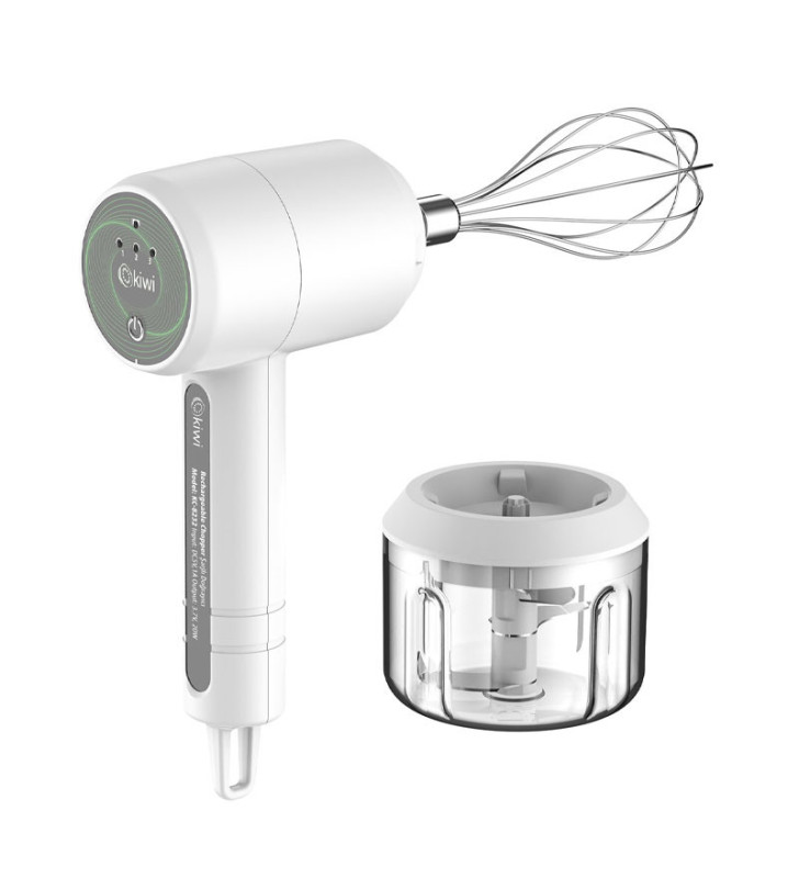 MIXEUR ET HACHOIR RECHARGEABLE 2 EN 1 / Blanc / KC-8232