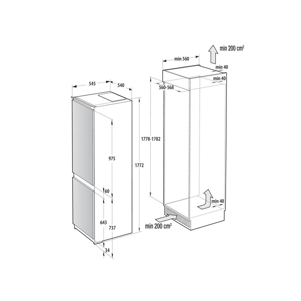 Réfrigérateur Encastrable GORENJE Combiné No Frost 252 Litres / NRKI517E41 / Blanc