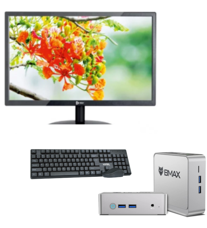 Mini Pc de bureau BMAX B3  N5095 / 8GB 256SSD / Windows 11 / Noir Avec Écran Enter 22" HD / VGA / HDMI / 60 Hz