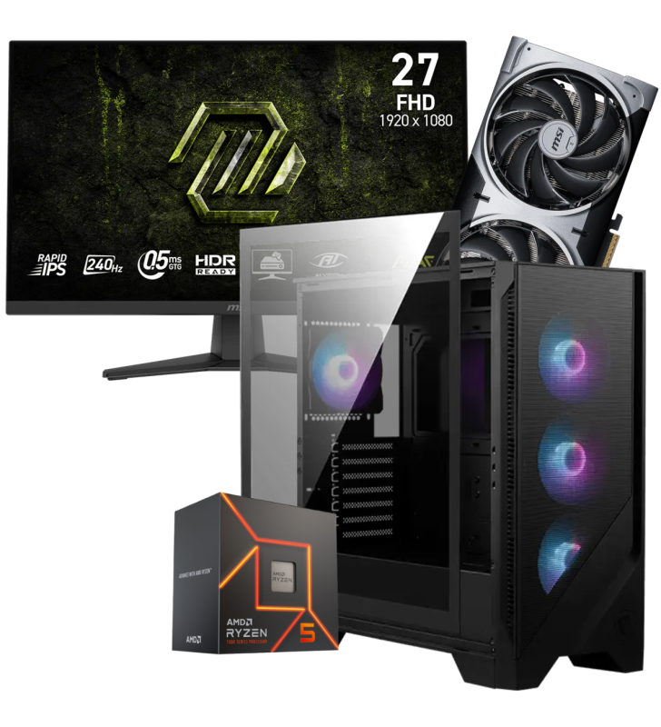 Setup Gamer Special Pc de Bureau Gaming / Ryzen 5 7600 / RTX 5070 12G / 32 Go Avec Écran MSI 27" Full HD IPS / 240 Hz
