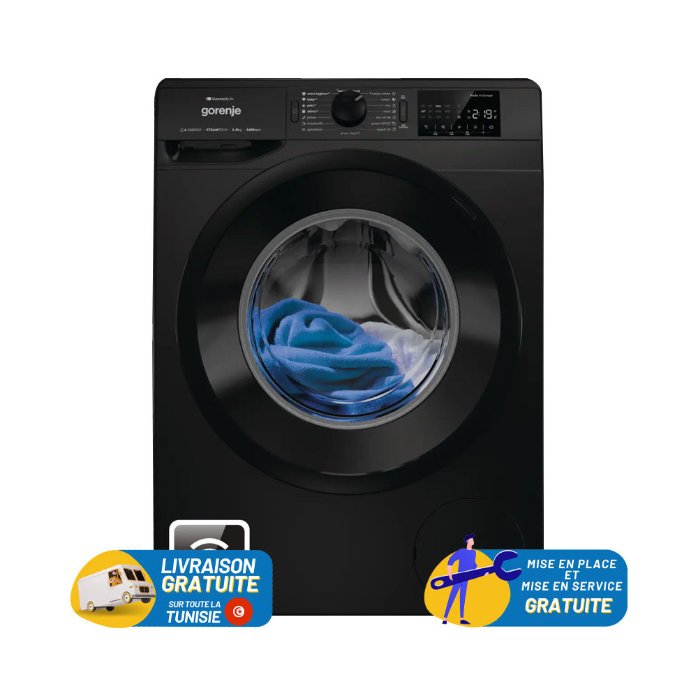 Machine à laver GORENJE 8Kg INVERTER / Noir