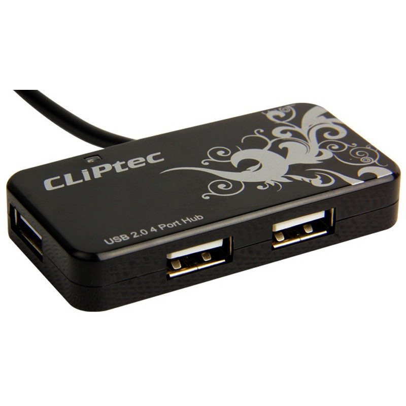 Hub 4 Ports USB CLiPtec FLORA / Noir