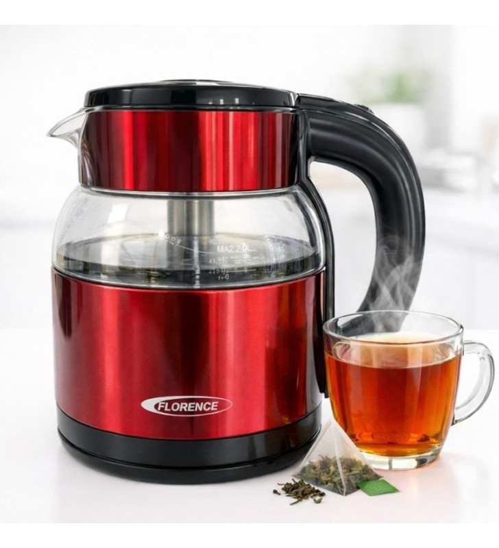 Bouilloire Électrique FLORENCE 2 Litres / 1500W / HK-464-RG / ROUGE