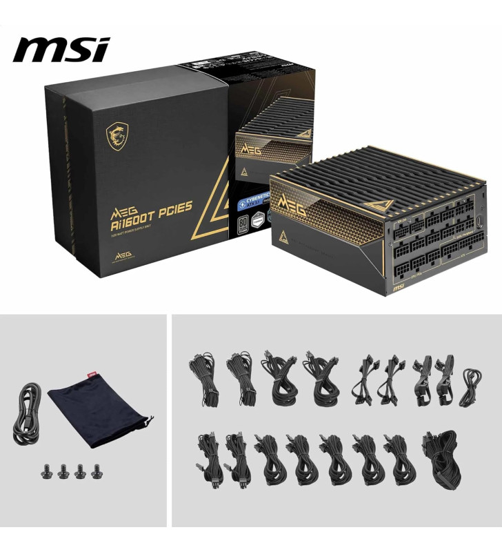 Boite Alimentation MSI MEG Ai1600T PCIE5 100% modulaire / 1600W / 80PLUS Titanium
