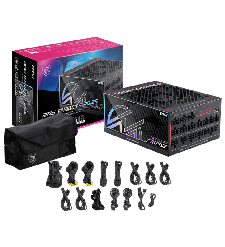 Boite d'alimentation MSI MEG Ai1300TS PCIE5 100% Modulaire / 1300W / 80 Plus Titanium
