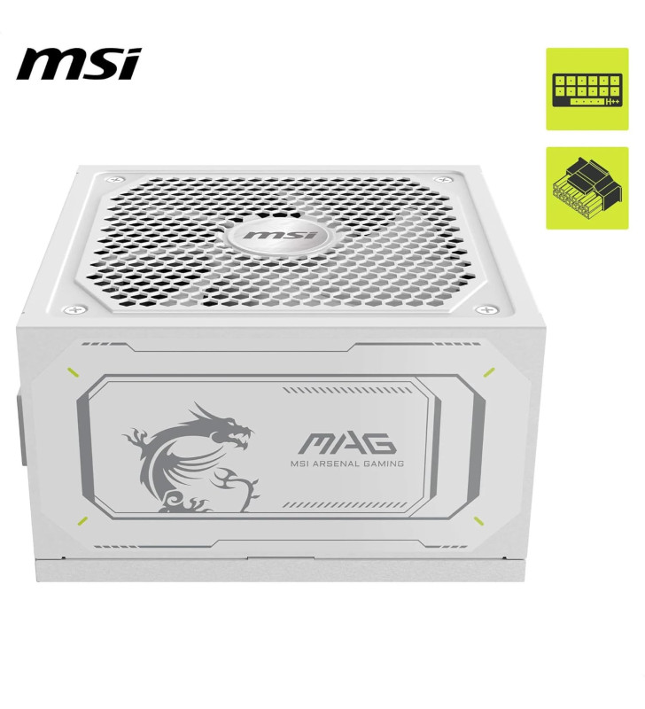 Boîte d'alimentation MSI MAG A1000GL PCIE5 / 1000 Watts / Modulaire / 80 PLUS Gold / White