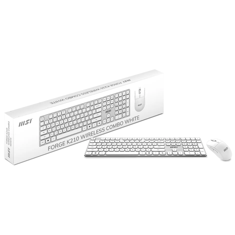 Ensemble clavier et souris sans fil MSI FORGE K210 / Azerty / Rechargeable / Blanc
