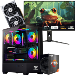 Setup Gamer Special Pc de Bureau Gaming / Ryzen 5 5500 / RTX 5060 8G / 16 Go Avec Écran Gaming Redragon 24.5" Full HD IPS / 240 Hz / Noir