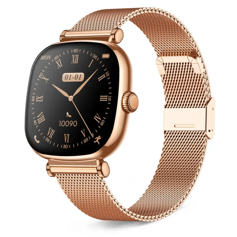 Montre Connectée KSIX Iria AMOLED 1,7" / Bracelets en métal et silicone / Gold